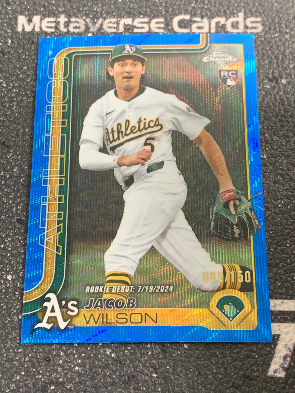 2025 Topps Chrome Update Jacob Wilson RC Debut Blue Wave Refractor/150 Athletics