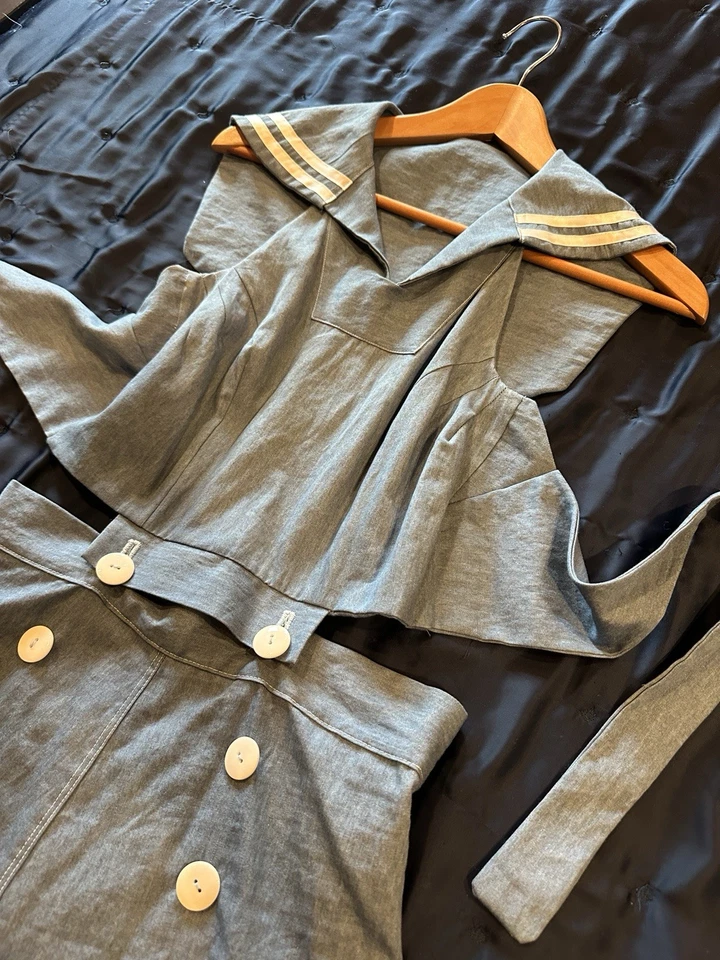 Traje de marinero hecho a mano azul lolita pequeño Foto 3 de 4