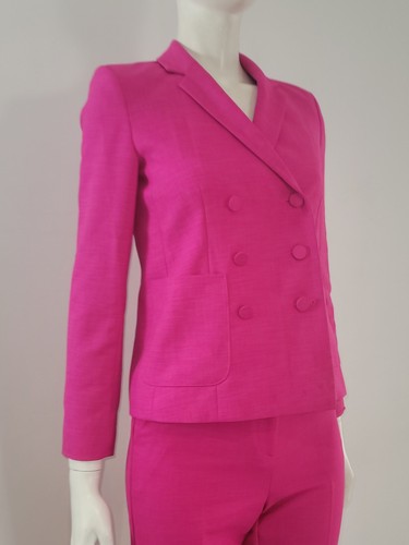 Topshop Pink Trouser Suit UK 6 8 EU 34 36 Hot-Pink Double-Breasted Blazer Co-Ord - Picture 12 of 16