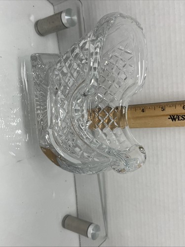 Vtg Santa Sleigh Sled Crystal Glass Dish Holiday Centerpiece Md In USA 6.5" - Picture 10 of 10
