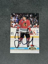 Trent Yawney 1991 Stadium Club Chicago Blackhawks Signed Auto Card #205 ~ COA
