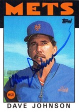 Davey Johnson autographed baseball card 1986 Topps #501 (New York Mets Mgr)