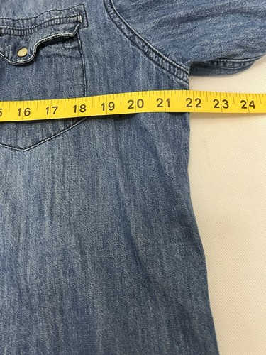 Camicia Lee Denim Perla Snap Adulto Grande Blu Manica Lunga Tasche Western - Foto 6 di 8