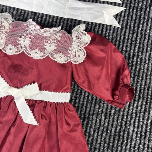 American Girl Doll Samantha Cranberry Christmas Dress Outfit Ribbon - Picture 3 of 10