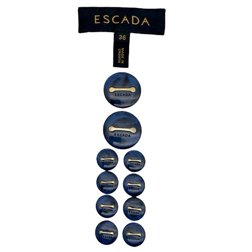 Luxury Designer ESCADA Replacement Buttons Gold Tone Navy Blue Each Branded - Picture 14 of 14