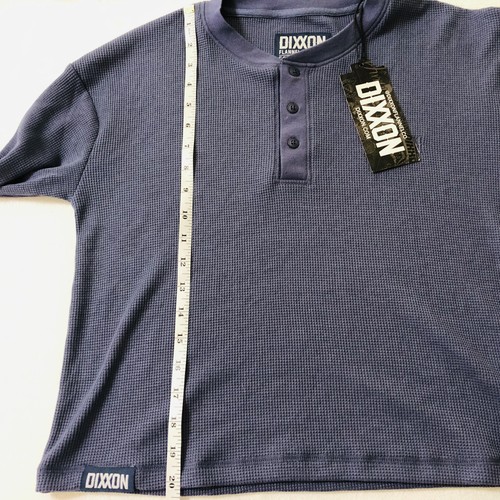 Dixxon Henley Shirt Damen mittelblau Waffelstrick Thermo Langarm Cropped - Bild 12 von 13