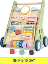 Wooden Baby Walker Wheels,Baby Push Walker for Babies 6-12 Months Montessori,Tod