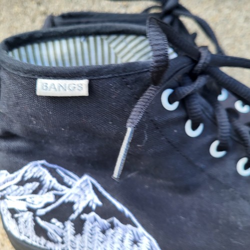 Bangs High Top Shoes Sneakers Black Embroidered White Mountain W 9 M 7.5 - Picture 5 of 10