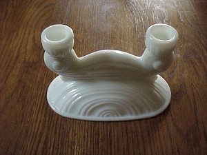 Milk-Glass-Candle-Holder-039-s-with-Jewel-and-Ribbed-Twin-Dual-candle-holder-039-s