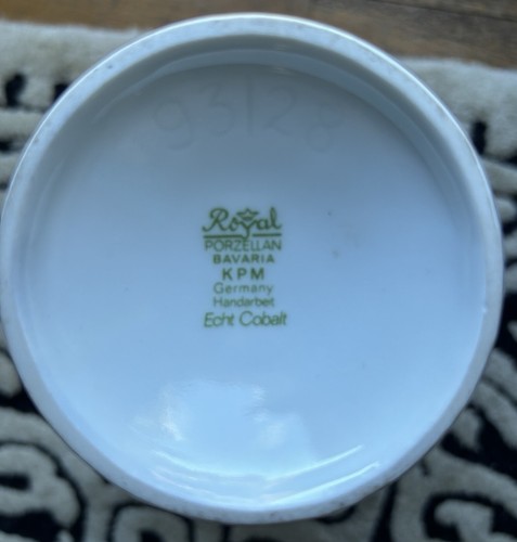 Royal Porzellan Bavaria KPM Germany Handarbelt Vase Echt Cobalt 93/28 Mint - Bild 6 von 6
