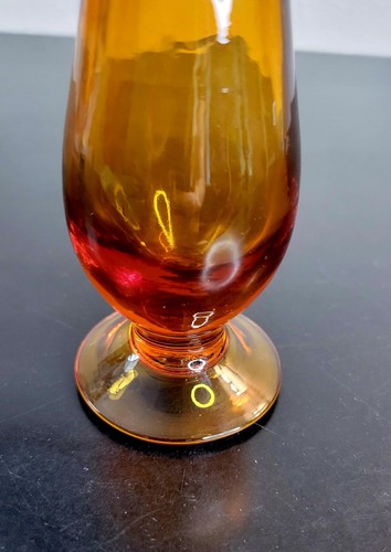 9 3/4" Amber Bud Vase Vintage Hand Blown - Picture 5 of 7