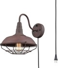 Claxy Lighting Industrial Rust Wall Sconce Plug-in Cage Wall Light Hardwired