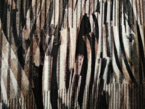 Top donna Bon Worth M nero marrone a righe elasticizzato maniche lunghe scollo a V lucido nuovo senza etichette - Foto 3 di 6