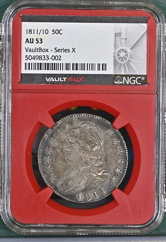 1811/10 Capped Bust Half Dollar – NGC AU 53 – VaultBox Red Core – Overdate
