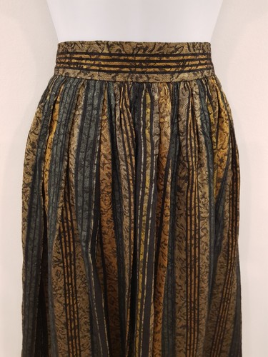 Vintage Rock lang Maxi Plissee gestreift Retro Qualität Landhaus Gr. 12 gold schwarz - Bild 4 von 16