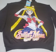 Primark Sailor Moon Hoodie Large Black Women Anime Pretty Guardians Oversized Lg