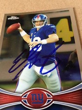 Eli Manning AUTOGRAPHED ON CARD 2012 Topps Chrome Card w/COA