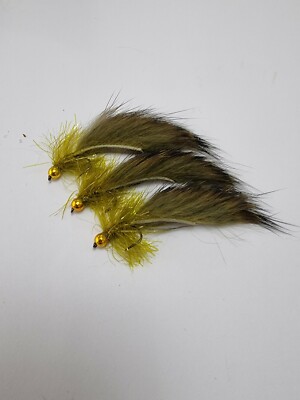3 Forellenfliegen The Dever Special Tungsten 3,8mm Yellow Hot Head Olive Blutegel. 