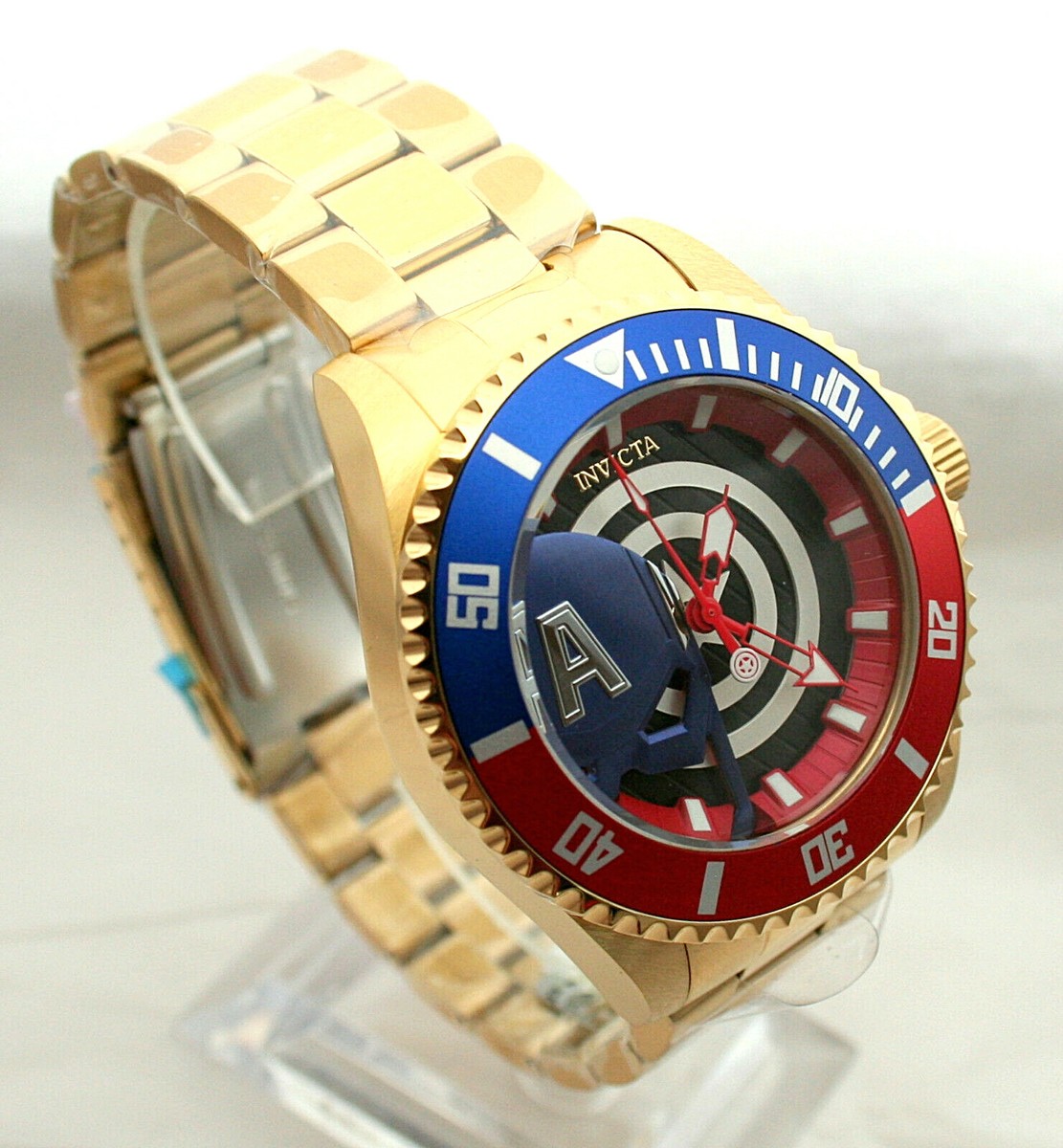 Invicta Marvel LE Captain America Mens Quartz 44mm SS Stainless