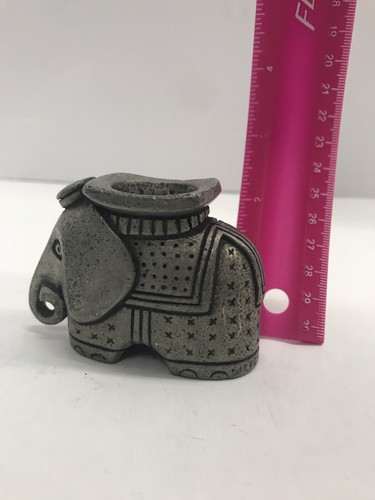 Elephant Candlestick /Toothpick Holder Solid Fine Pewter Signed Depenbrock - Picture 10 of 11