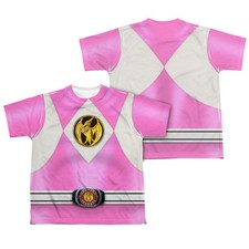 POWER RANGERS PINK EMBLEM COSTUME Kids Boys Girls F/B Licensed Tee Shirt SM-XL