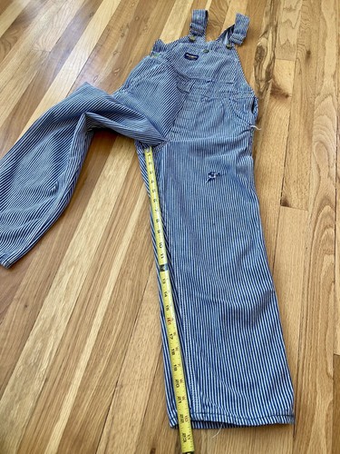 Vtg OshKosh B'Gosh Youth S/M 26x22 Vestbak Railroad Pinstripe Bib Overalls GUC - Picture 3 of 11