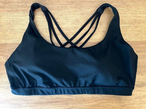 Victoria's Secret Pure Black Logo X-LARGE Essential Strappy Back Sport Bra VS