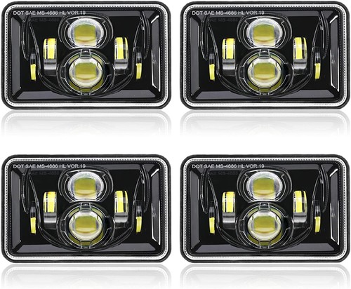 4PCS 4x6 Inch Led Headlights Hi-Lo Sealed Beam for Peterbilt Kenworth T800 W900 - Picture 1 of 9