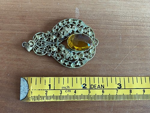 Vintage Pendant Czech Rhinestone Uranium Glass - 第 9/9 張圖片