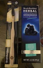 Brush Buddies Herbal Toothpaste Charcoal and Bamboo Charcoal Tooth Brush Set New