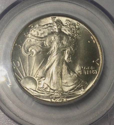 1941  Philadelphia Walking Liberty Half Dollar PCGS  MS65 mostly   White Nice