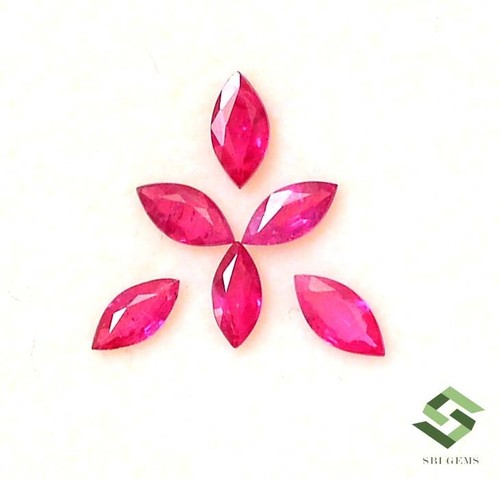Natural Ruby Marquise Cut 5x2.50 mm Lot 07 Pcs 1.26 CTS Faceted Loose Gemstones - Picture 6 of 7