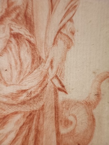 ANCIEN DESSIN ANCIEN MAÎTRE SANGUINE AVEC SCÈNE RELIGIEUSE - Photo 7 sur 9