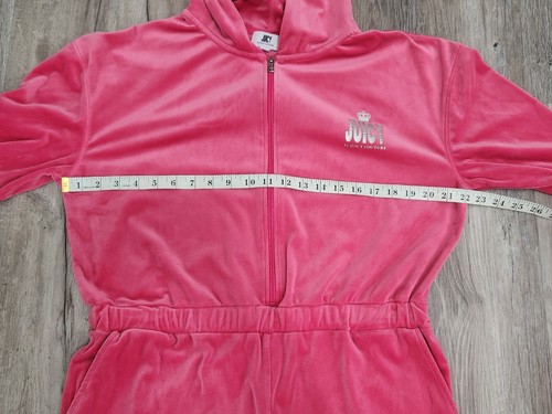 Juicy Courture Jumpsuit Extra Large Hot Pink Velour Crushed Velvet Y2k Pockets - Picture 4 of 8