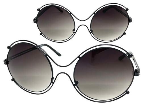 OVERSIZE EXAGGERATED Vintage Retro Style SUN GLASSES Large Big Round Black Frame - Picture 2 of 6