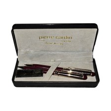 Vintage Pierre Cardin Writing Pen & Pencil - Burgundy & Gold with Original Case