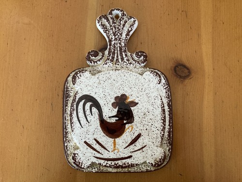 Vintage Ceramic Rooster Trivet Off White with Brown Speckles Country / Farm - Picture 1 of 9