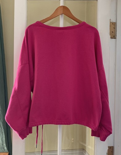 Champion French Terry Pink Cropped Drawstring Pullover Sweatshirt Women's 2XL - Picture 4 of 11
