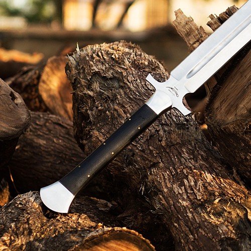 Custom Handmade Full Tang Steel Sword With Scabbard- Battle Ready Sword - Picture 5 of 10