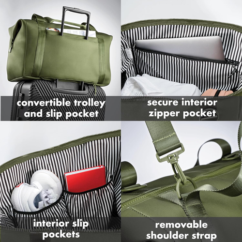 Premium Neoprene Weekender Bag, Travel Bag with Trolley Sleeve, Large Overnight - Picture 2 of 7