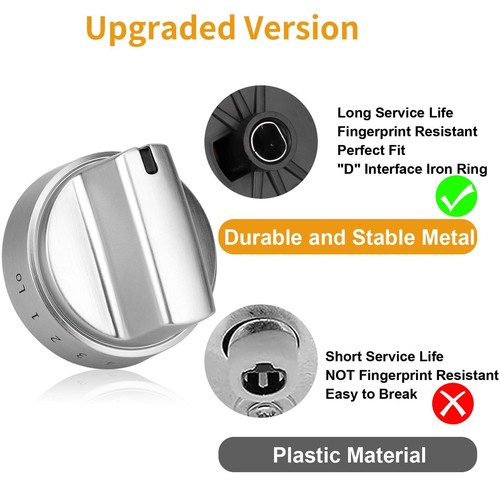 5PCS Stainless Steel Control Knob Replacement for GE Gas Range Stove WB03X24818 - Picture 7 of 13