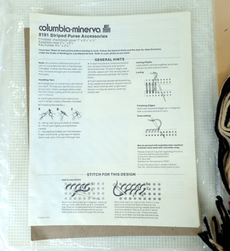 Columbia Minerva borsa plastica a righe accessori kit punto ago vintage nuovo - Foto 6 di 7
