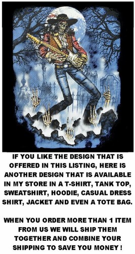 HARD ROCK ROLL BAND SKELETON GUITAR PLAYER BLUES WALKING DEAD SKULL TANK TOP A18 - Picture 5 of 12