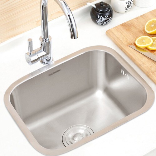Small Single Bowl Square Stainless Steel Kitchen Sink Undermount Basin Waste Kit - Picture 7 of 8