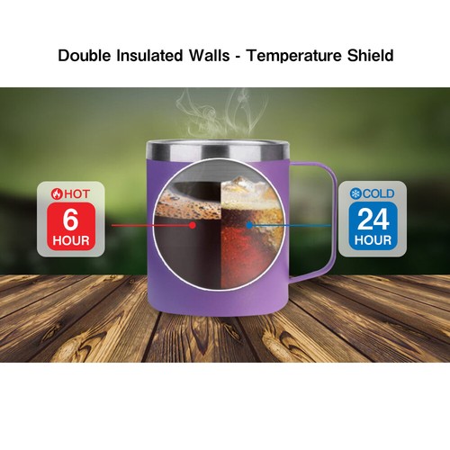 14oz Coffee Mug Slider Lid Stainless Steel Vacuum Double Wall Insulation Tumbler - Picture 36 of 94