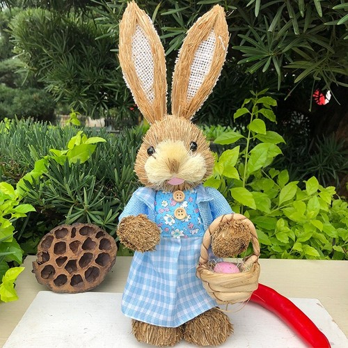 35cm Handwoven Easter Rabbit Decor- Grass Weave Rabbit for Spring Celebrations - Picture 19 of 20