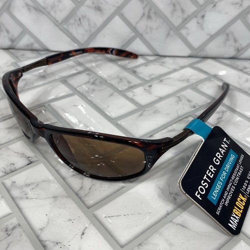 Foster Grant AIRING DRIVING LENSES Brown Tortoise Shell Wrap Sunglasses 100% UVA