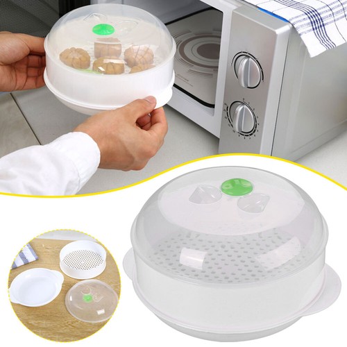 Microwave Steamer Round Healthy Vegetable Fish Pasta Rice Steamer With Lid KU