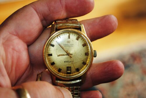 Vtg Hamilton Estoril 300 Swiss Waterproof Automatic Watch date gold 1960 - Picture 5 of 6