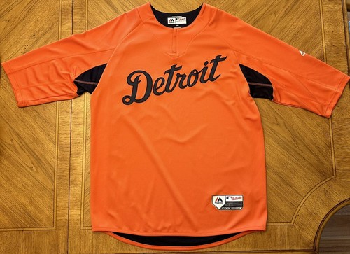 Majestic Detroit Tigers On-Field 3/4-Arm Schlag Training Trikot Herren Large "